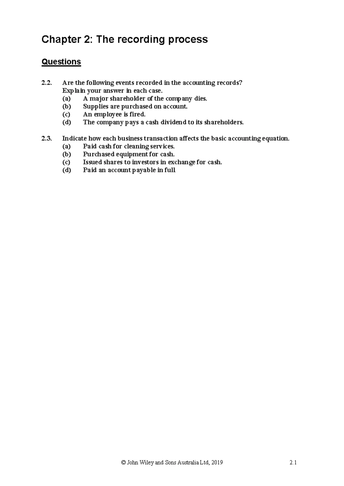 Mod 1 - Tutorial Questions: Intro to Accounting Concepts and Statements ...