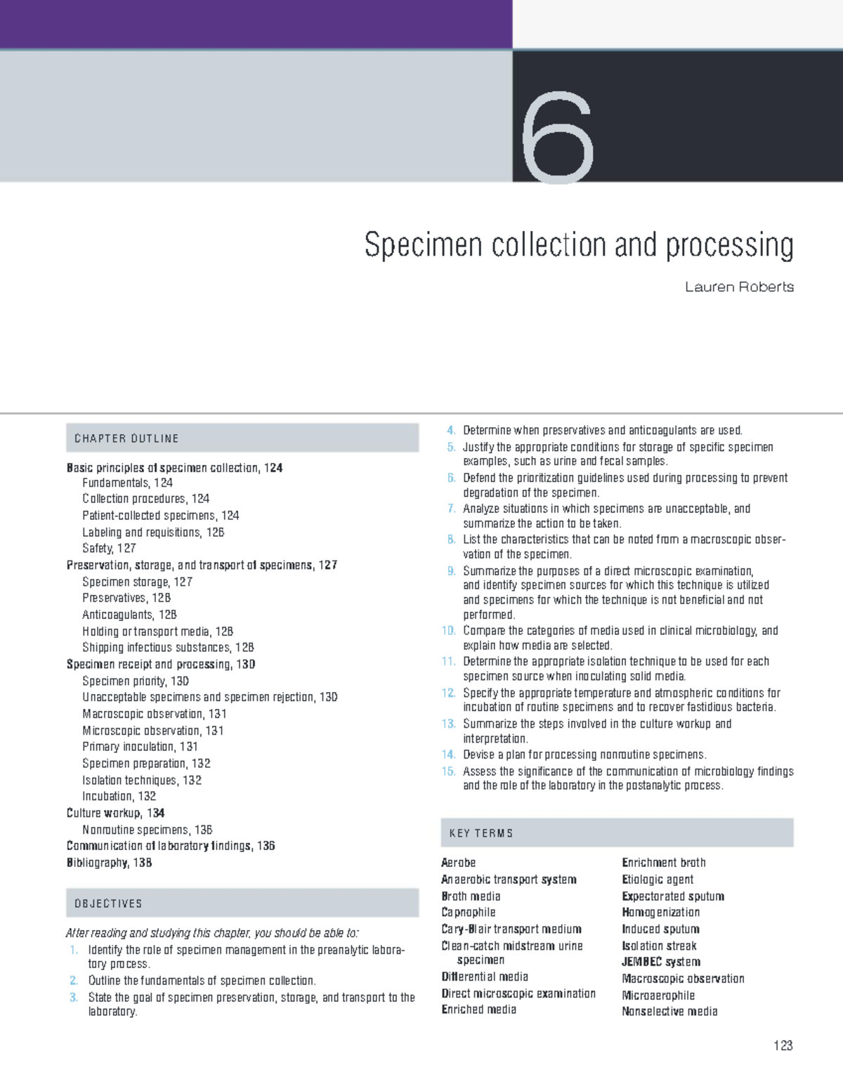 6 Specimen Collection and Processing: Key Principles and Procedures ...