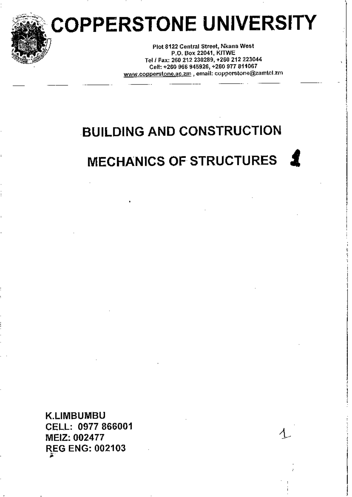 Structural Mechanics & Structures - Module (ENG 002103) - Studocu