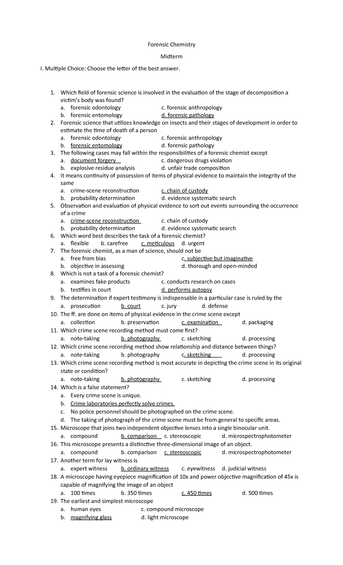 FOSC 3 - Forensic Chemistry Midterm Q&A Review Guide - Studocu