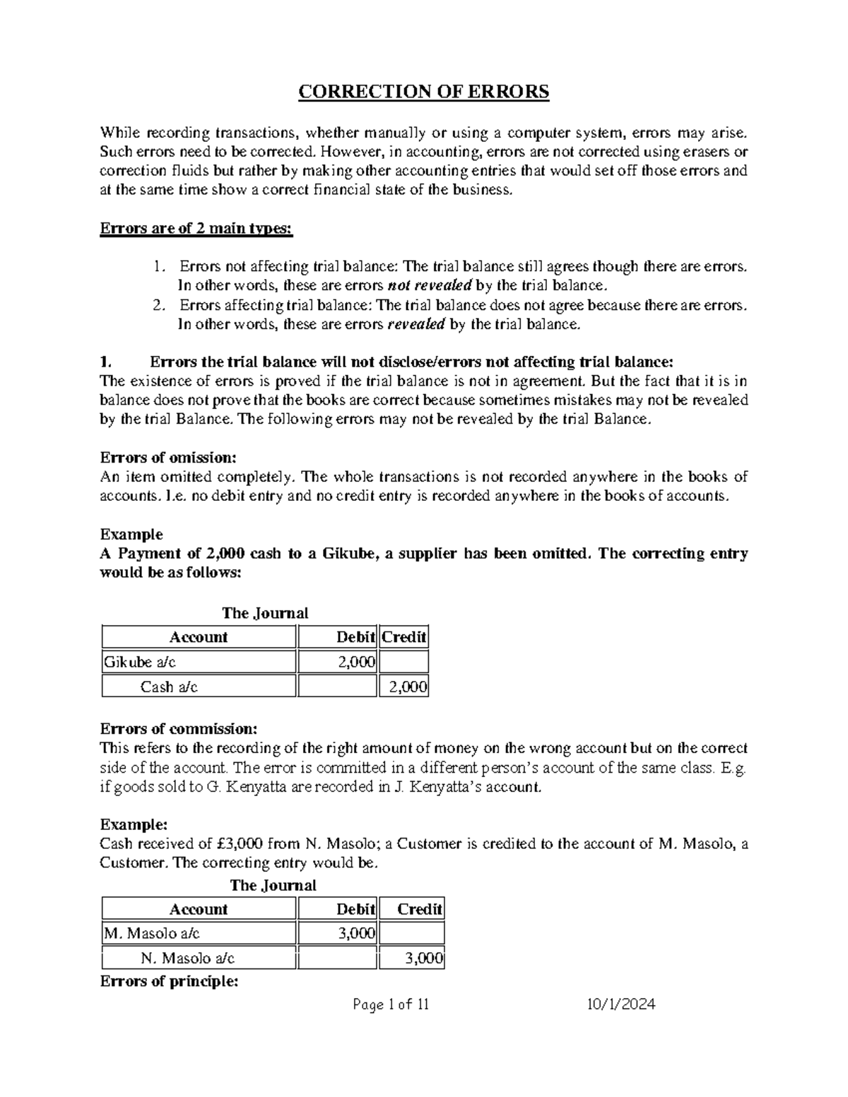 CORRECTION OF ERRORS IN ACCOUNTING: A COMPREHENSIVE GUIDE - Studocu