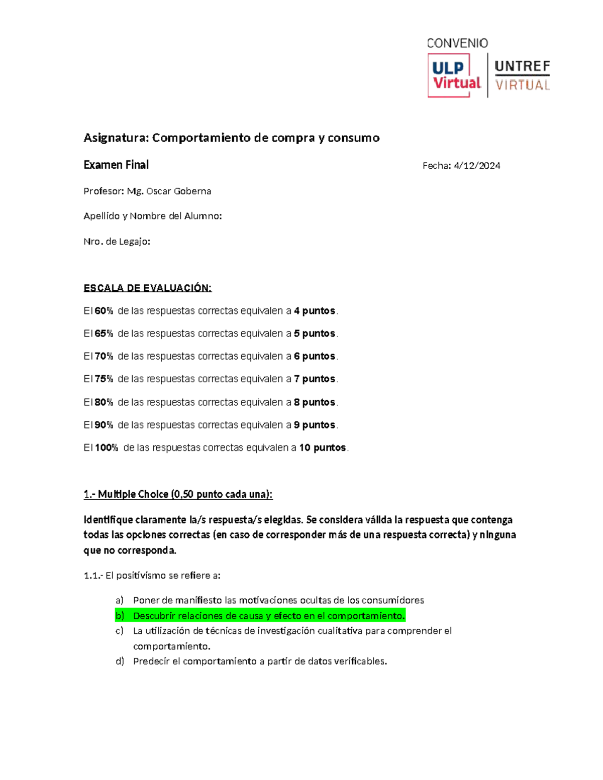 Comportamiento de Compra y Consumo - Examen Final (Cód. ESC) - Studocu