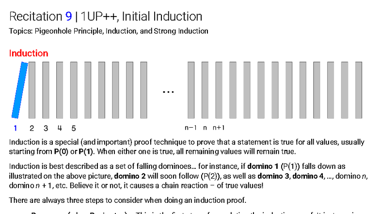 Recitation 9: Induction Techniques - Pigeonhole Principle & Strong ...