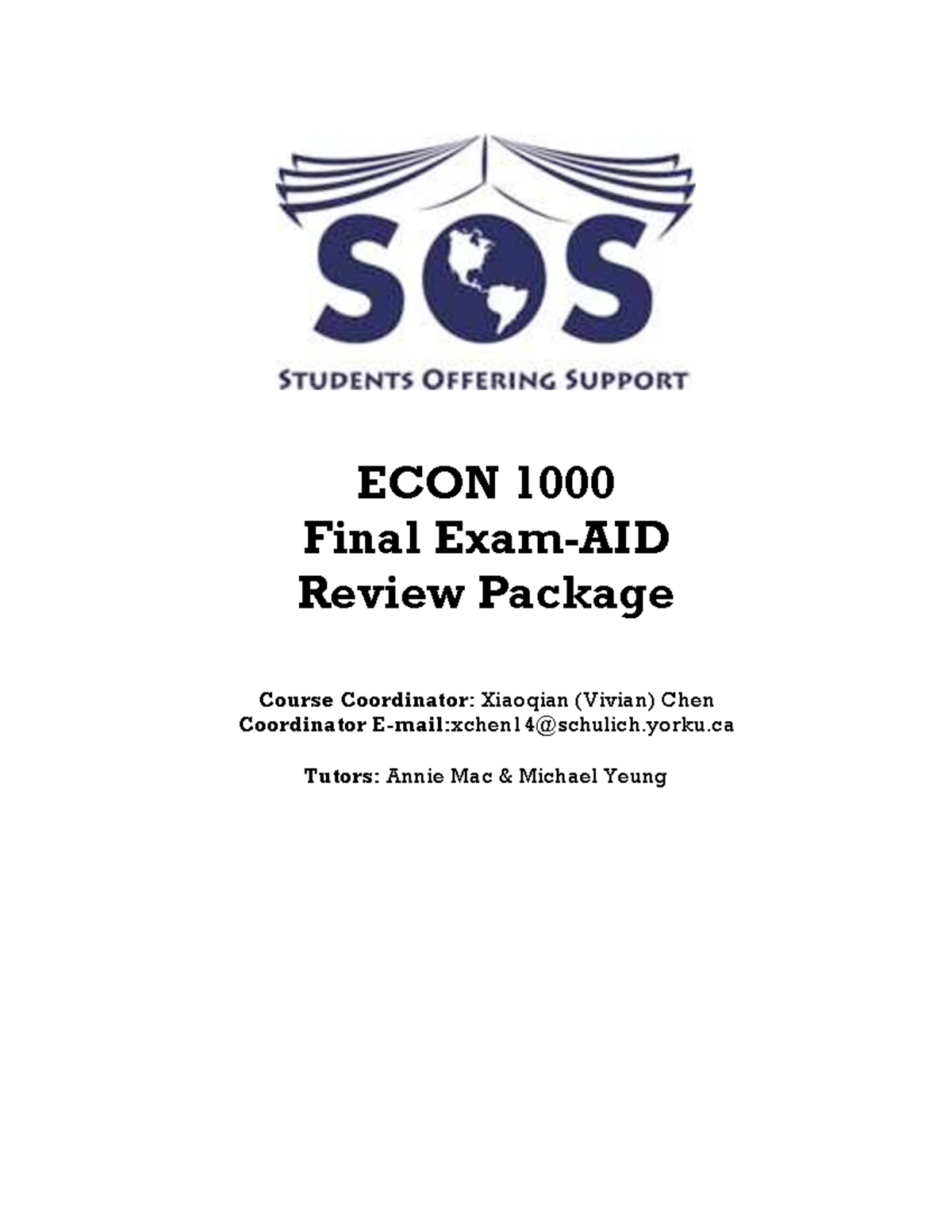 ECON 1000 Final Exam Review Package: Comprehensive Study Guide - Studocu