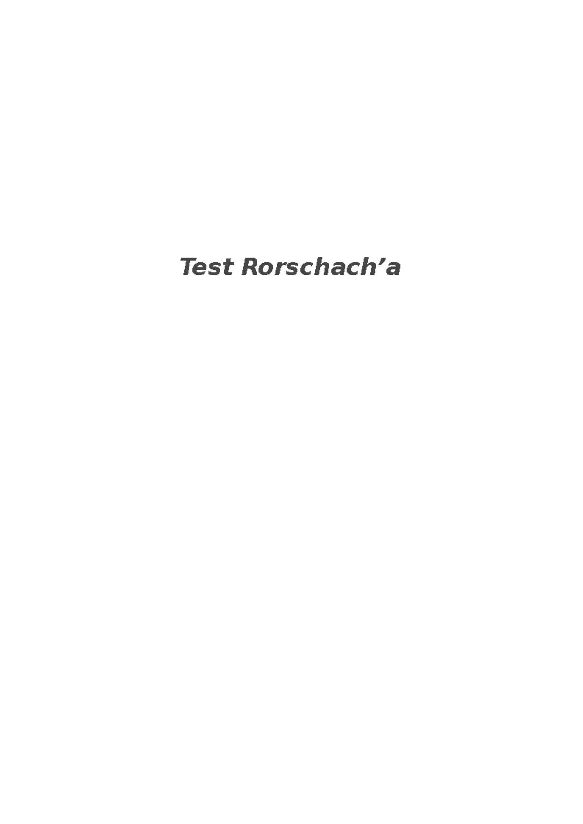 Test Rorschach - Test Rorschach’a Test plam atramentowych Rorschacha ...