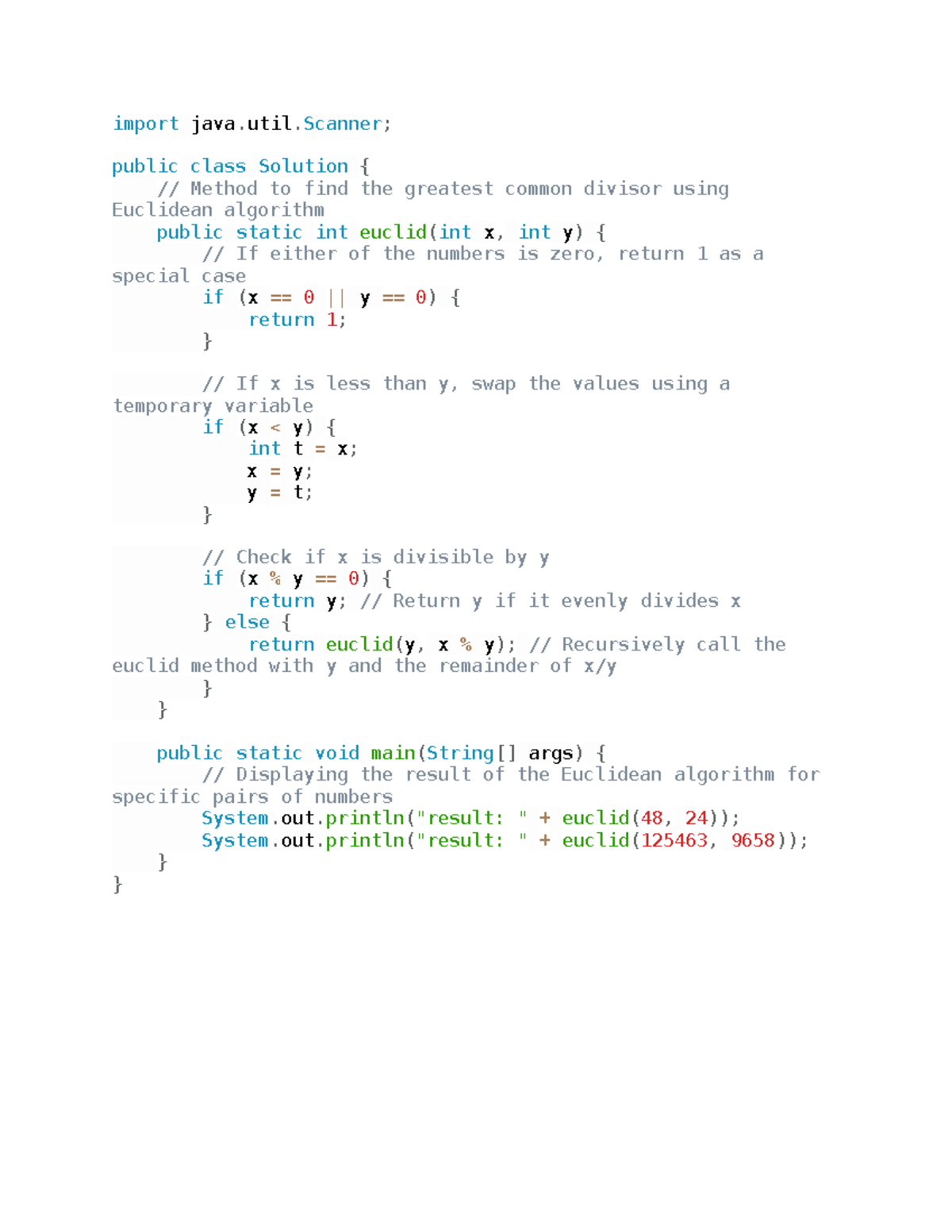 Java Exercise 40: GCD Calculation Using Euclidean Algorithm - Studocu