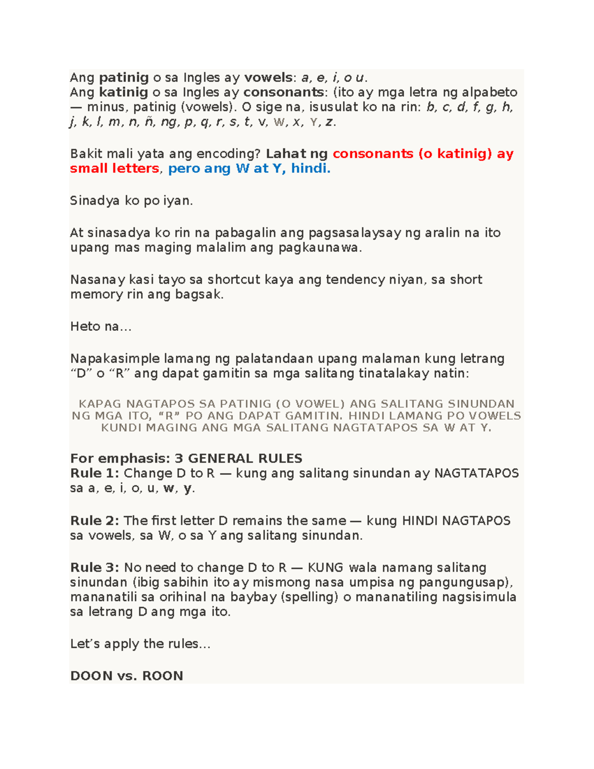 DAW RAW DIN RIN - Language Proficiency Rules & Examples - Studocu