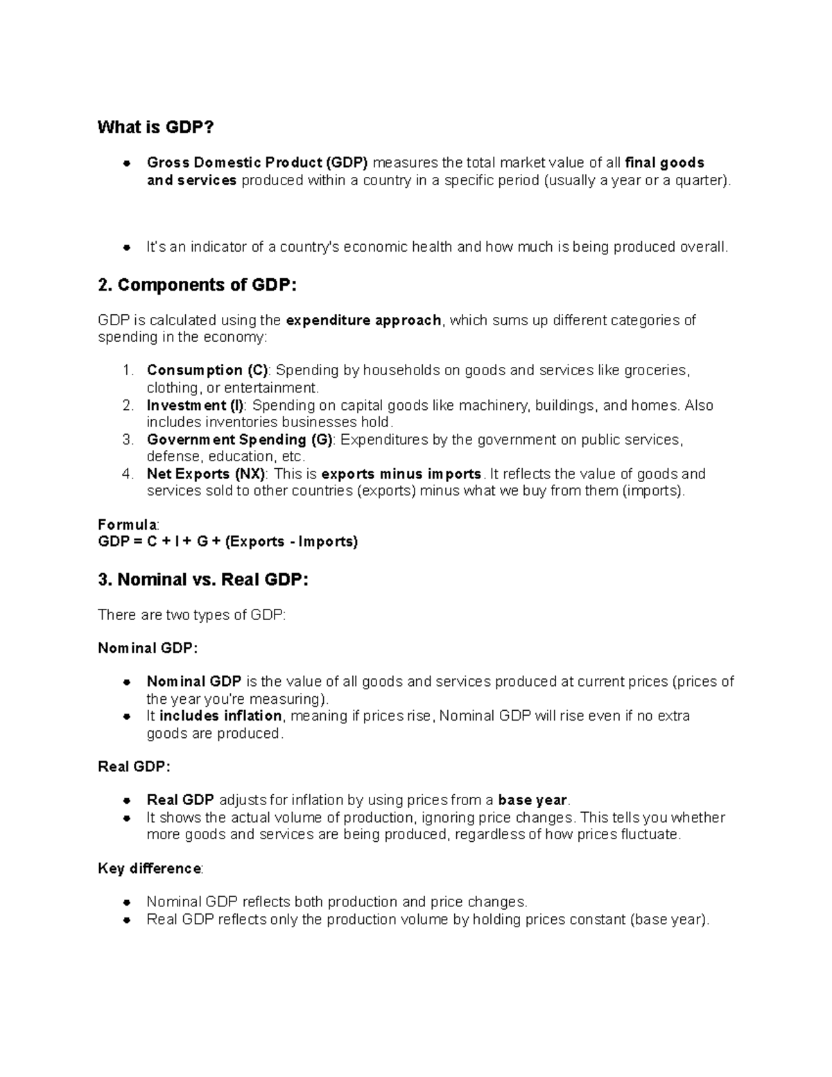 Macro notes - What is GDP? Gross Domestic Product (GDP) measures the ...