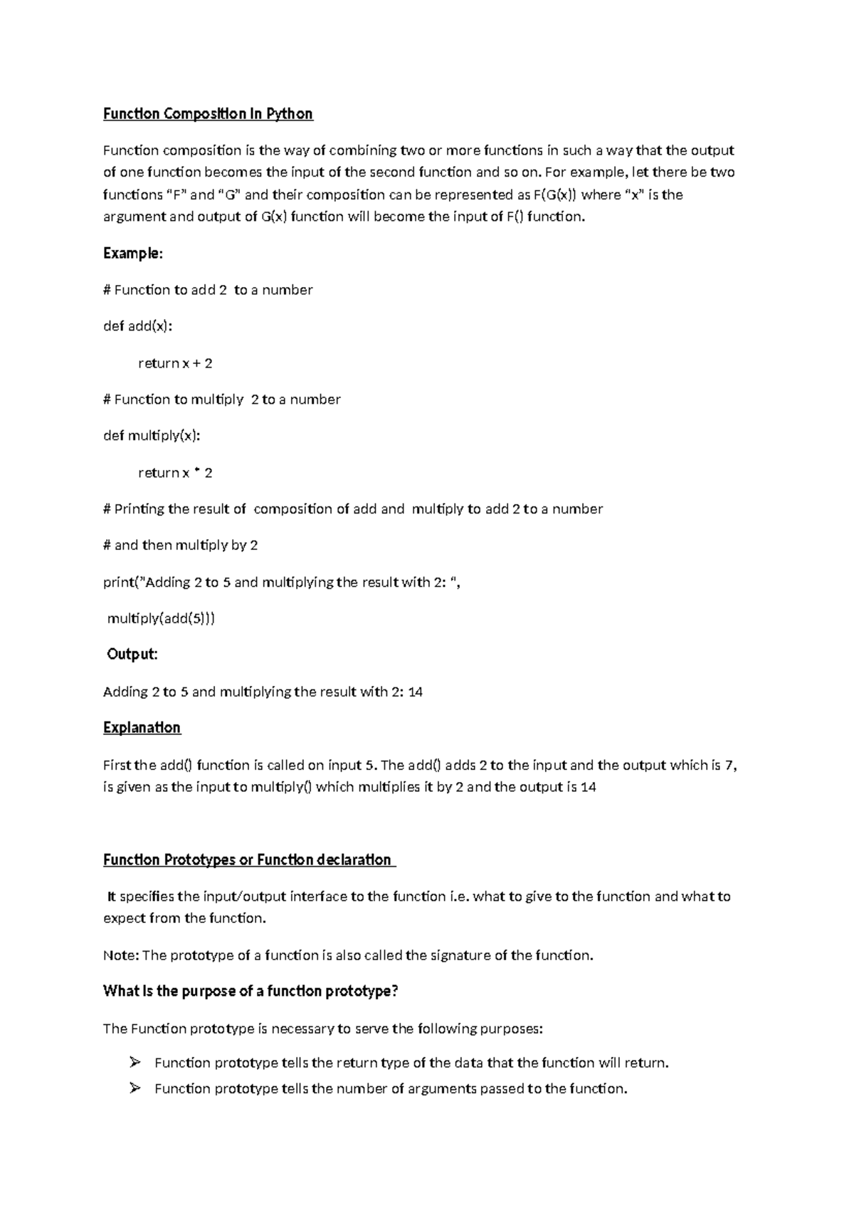 3.5 Function Composition & Prototypes in Python - NOTES - Studocu