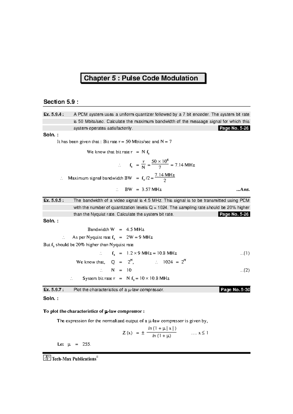 Digital Communication (GTU) Pulse Code Modulation Exercises and ...