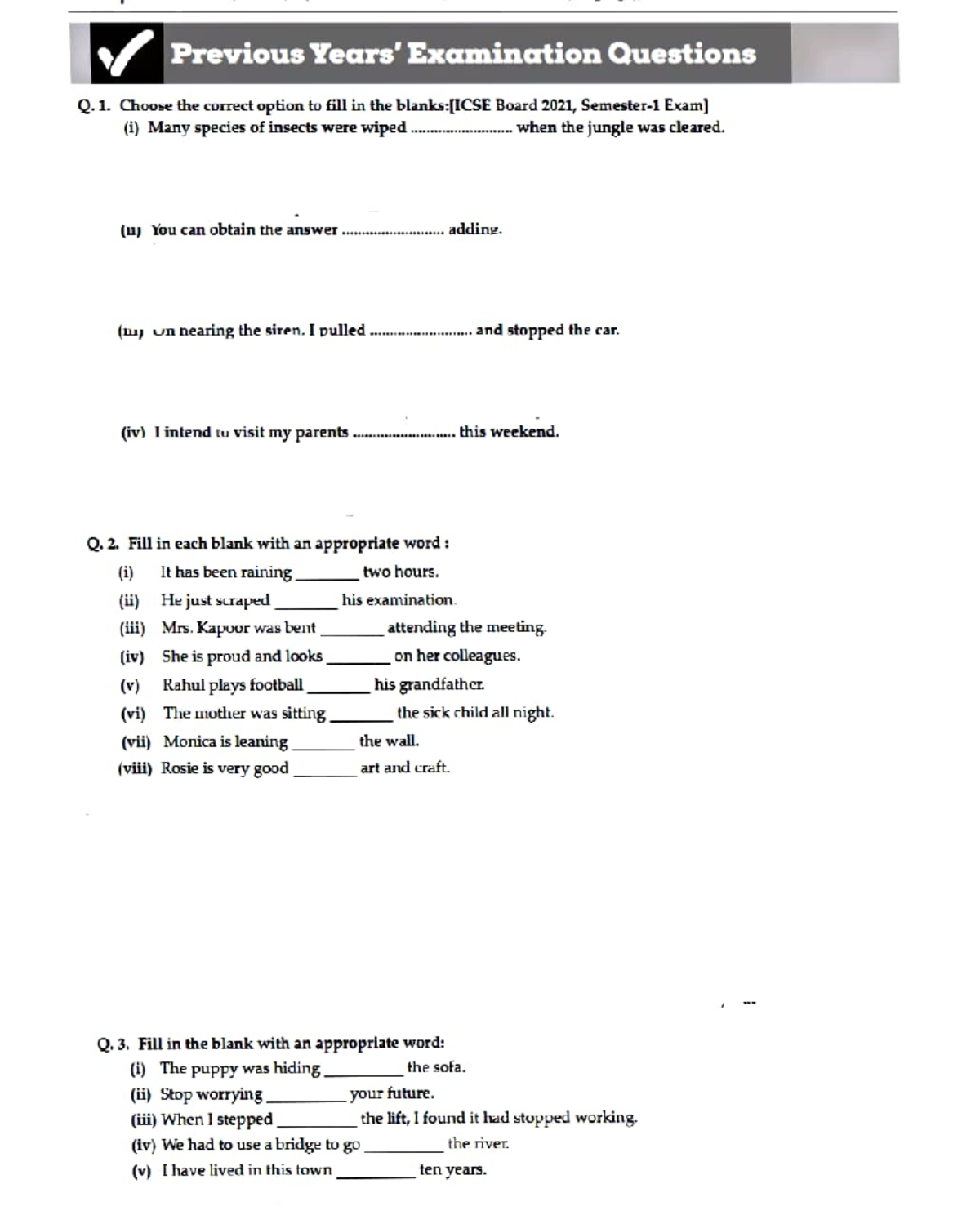 Preposition Practice Worksheet for Exam Preparation (ENG 101) - Studocu