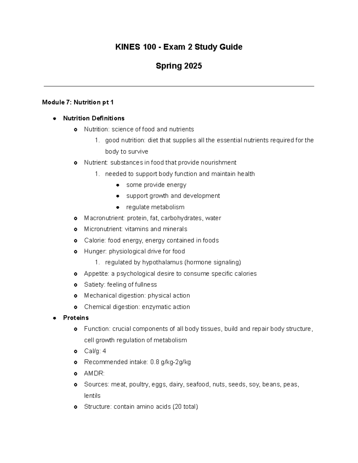 KINES 100 - Exam 2 Study Guide: Key Concepts for Spring 2025 - Studocu