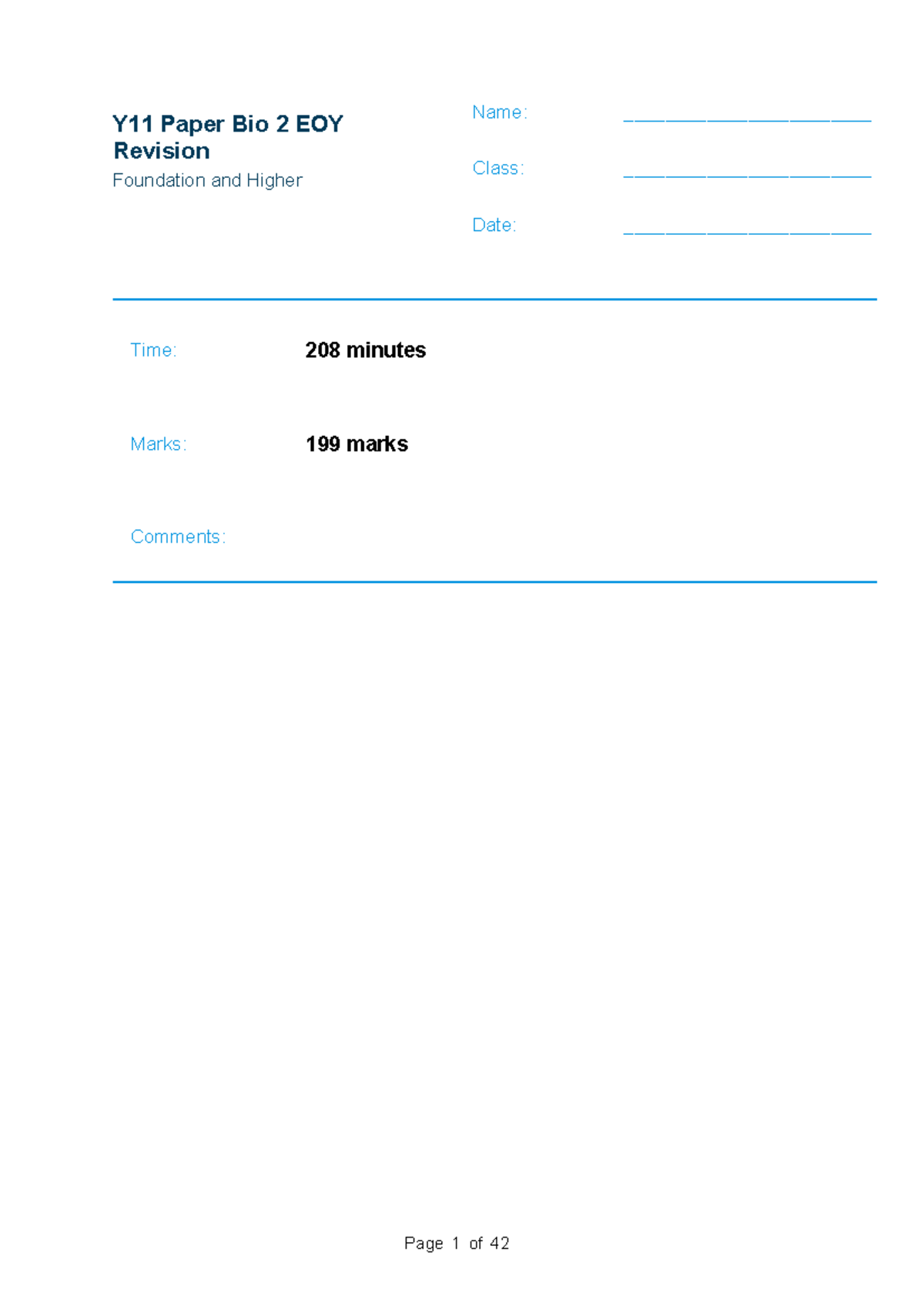 Bio Paper 2 EOY Revision: Foundation & Higher Level Insights - Studocu