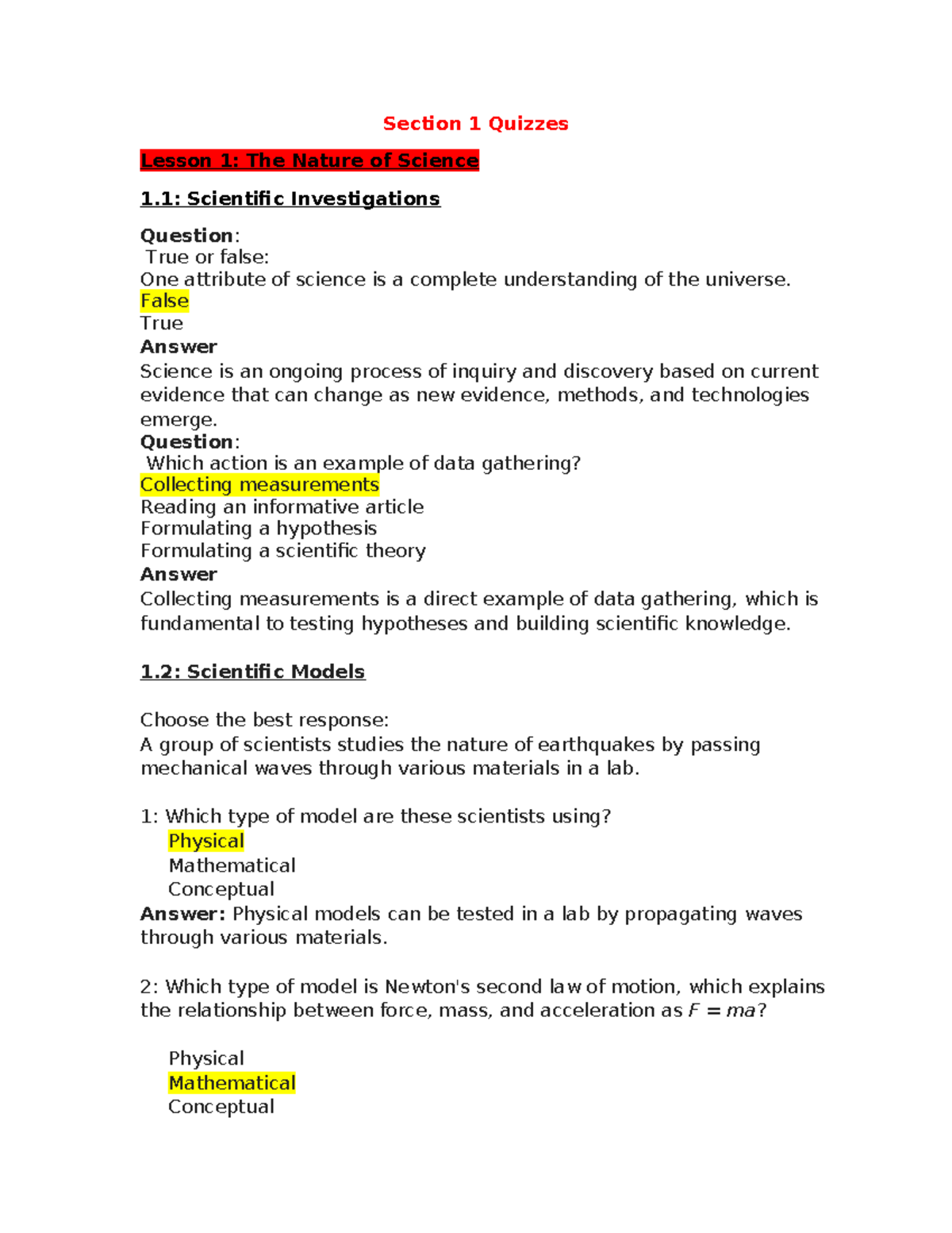 C 165 Lesson Quizzes - Comprehensive Study Material for All Topics ...