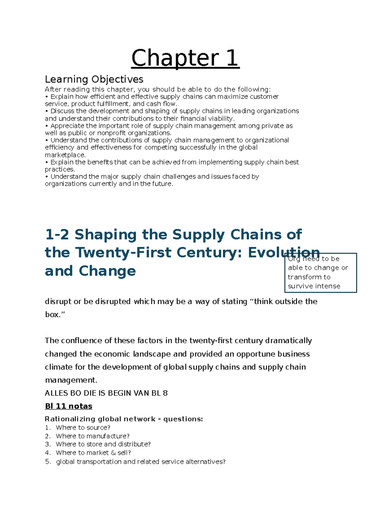 Chapter 1 Summary: Logistics & Supply Chain Management Insights - Studocu