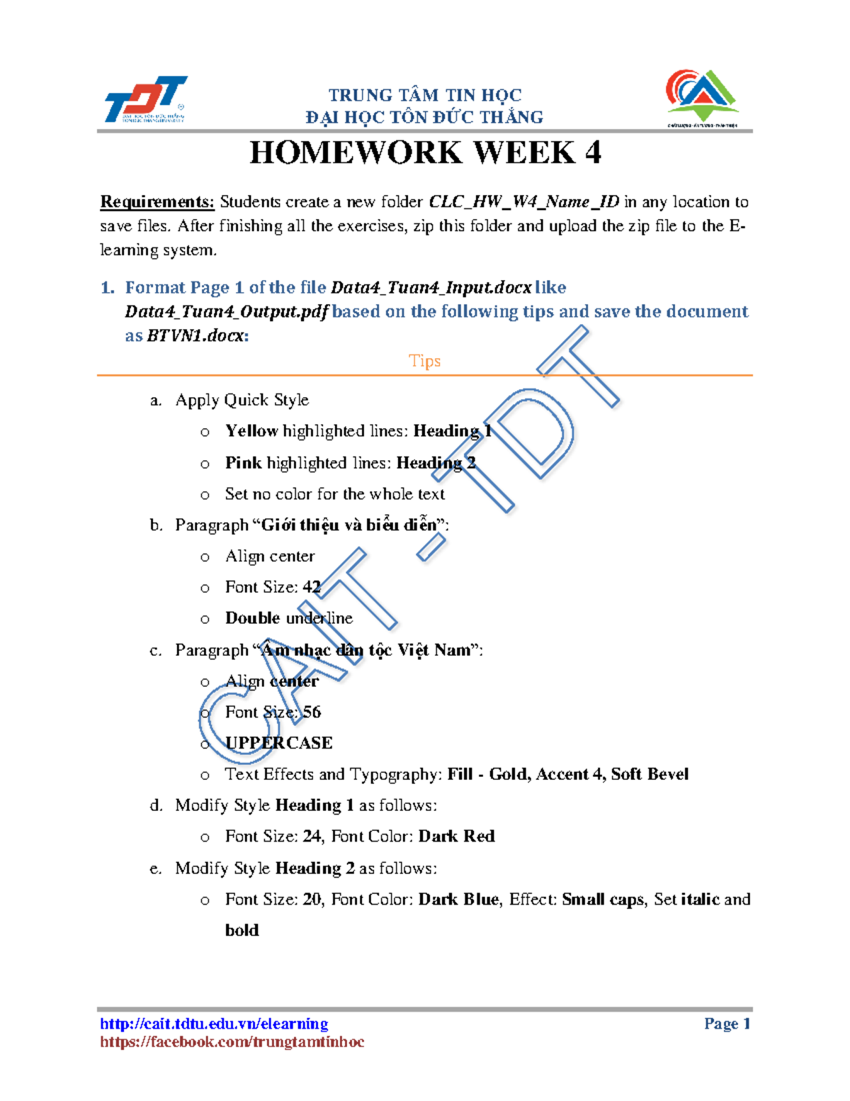 CLC Homework Word 2016 Week 4: Formatting Guidelines and Tips - Studocu