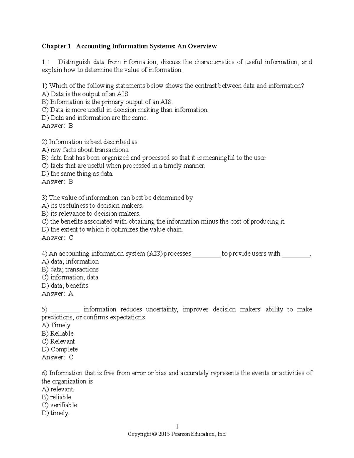 Chapter 01 - Overview of Accounting Information Systems and Their Value ...