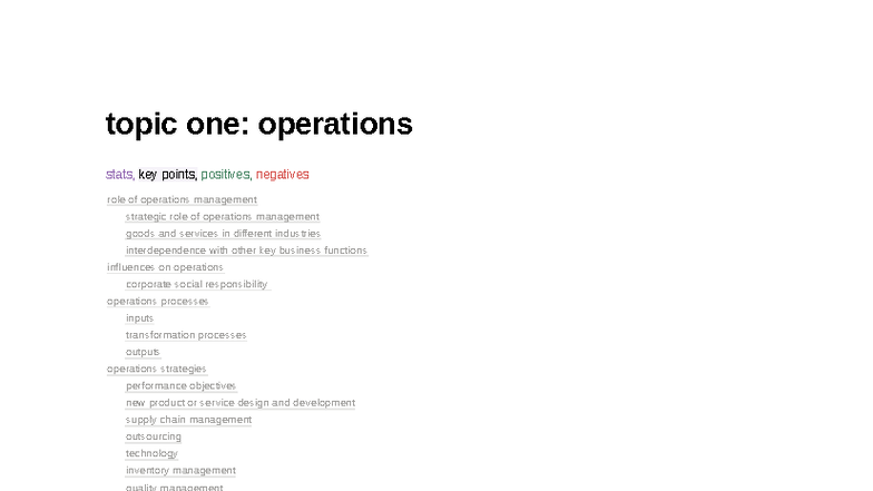 Topic One: Operations Management - Key Insights and Strategies (SIGMA ...