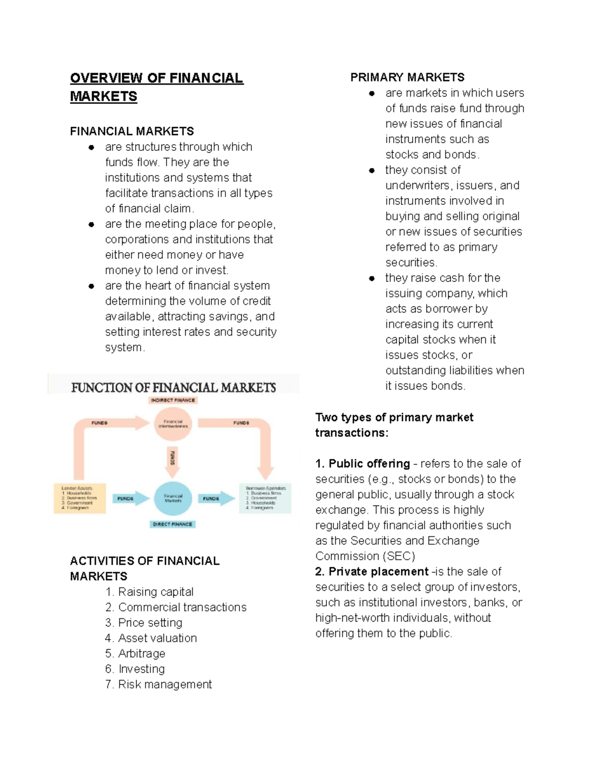 Overview of Financial Markets: Key Concepts and Structures (FINMAR ...