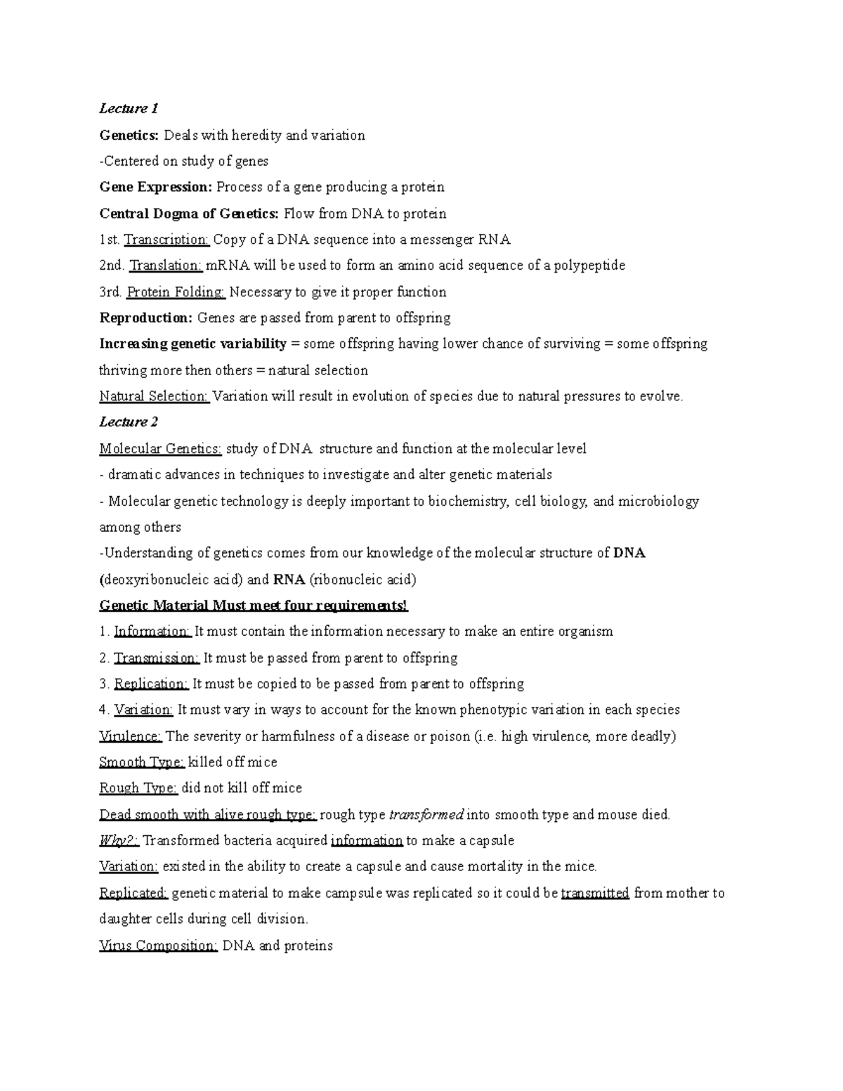 MBIOS 301 Final Exam - Genetics Lecture Notes and Key Concepts - Studocu