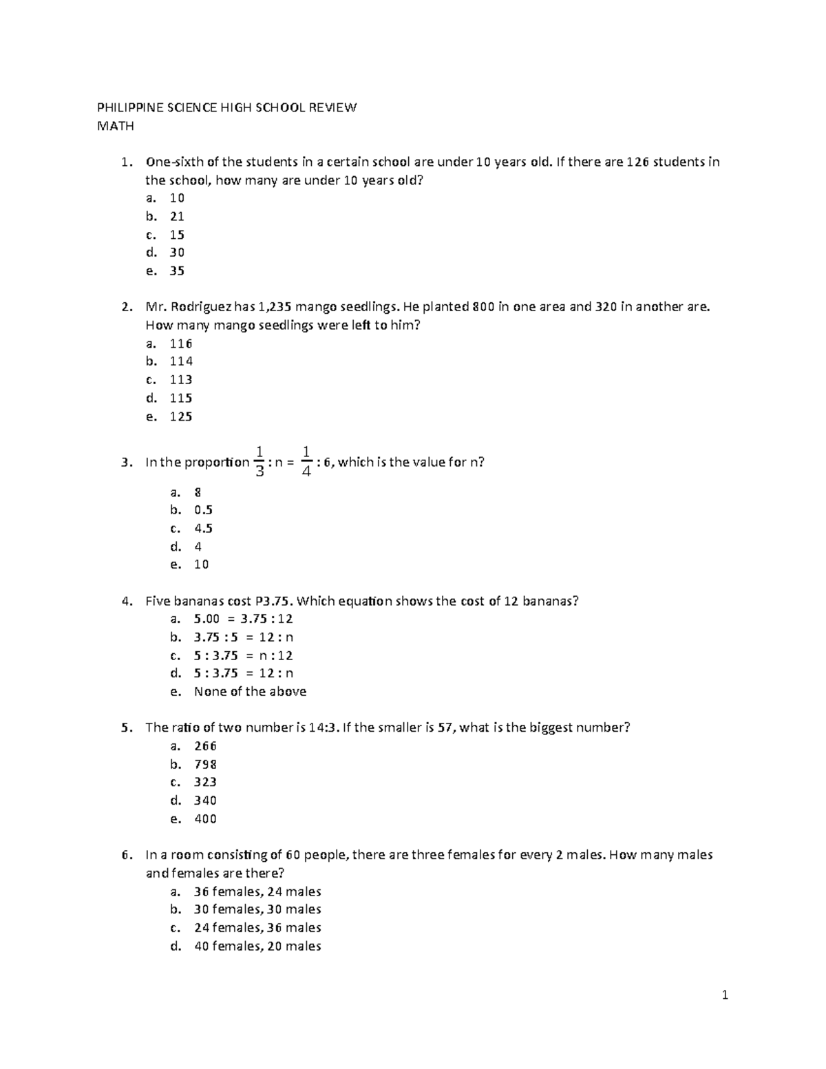 PHILIPPINE SCIENCE HIGH SCHOOL MATH REVIEWER S.Y. 26-27 - Studocu