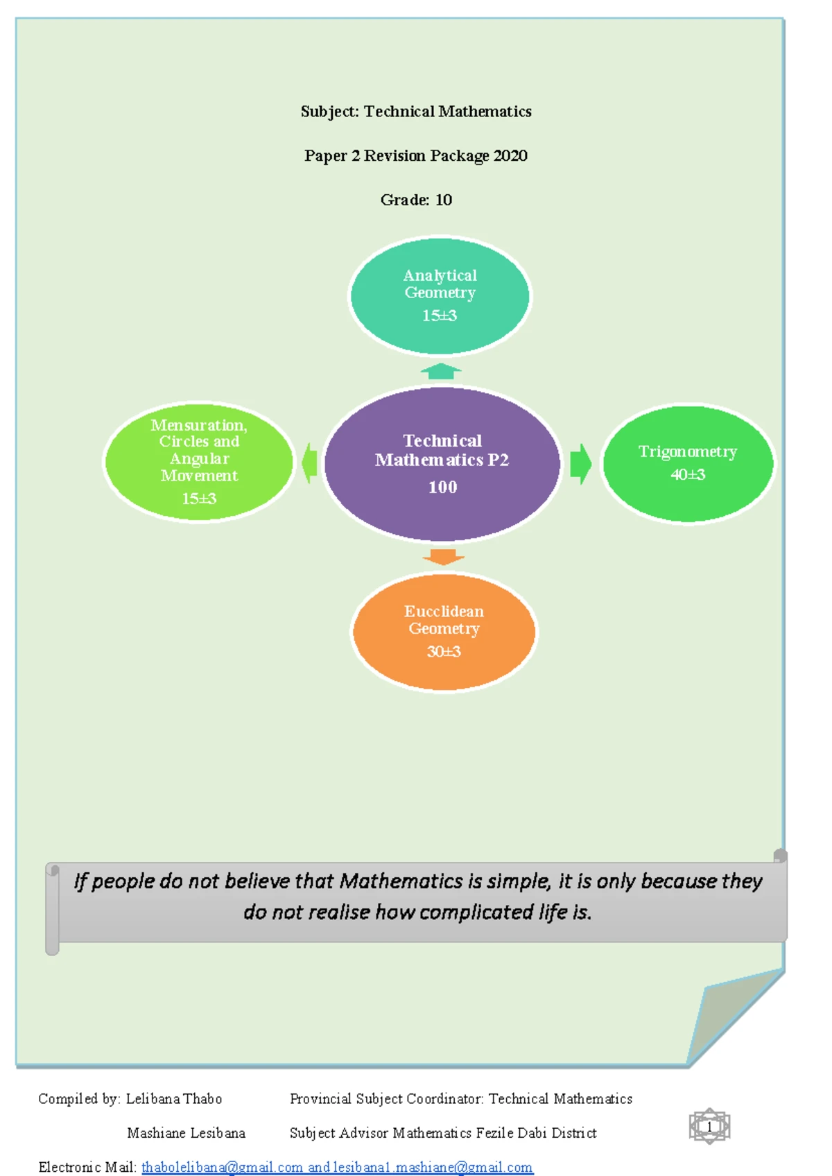 Tech Math P2 Grade 10 Revision Pack 2020: Key Concepts & Exercises ...