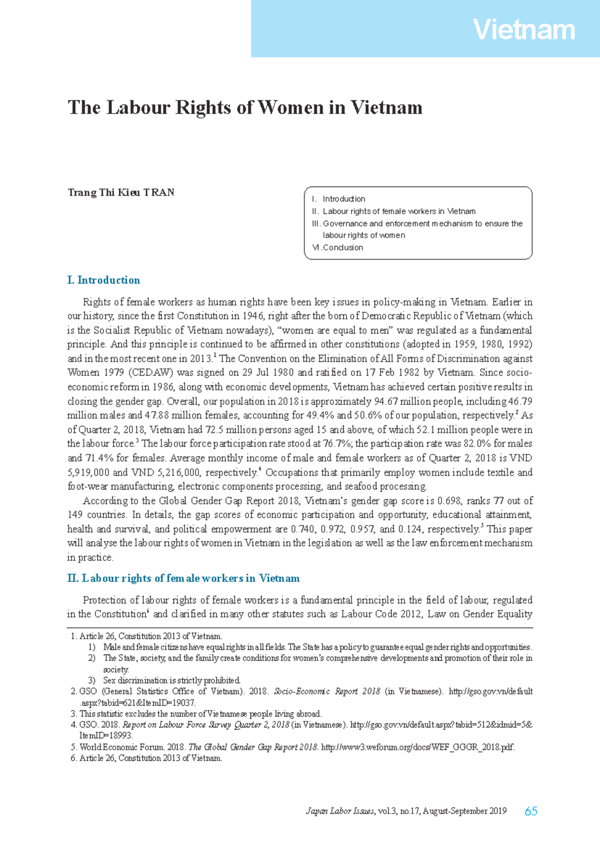 Untitled 1 - Lecture notes 1 - I. Introduction Rights of female workers ...