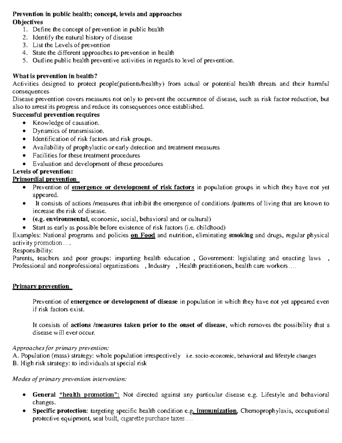 Public Health Prevention: Concepts, Levels, and Approaches Overview ...