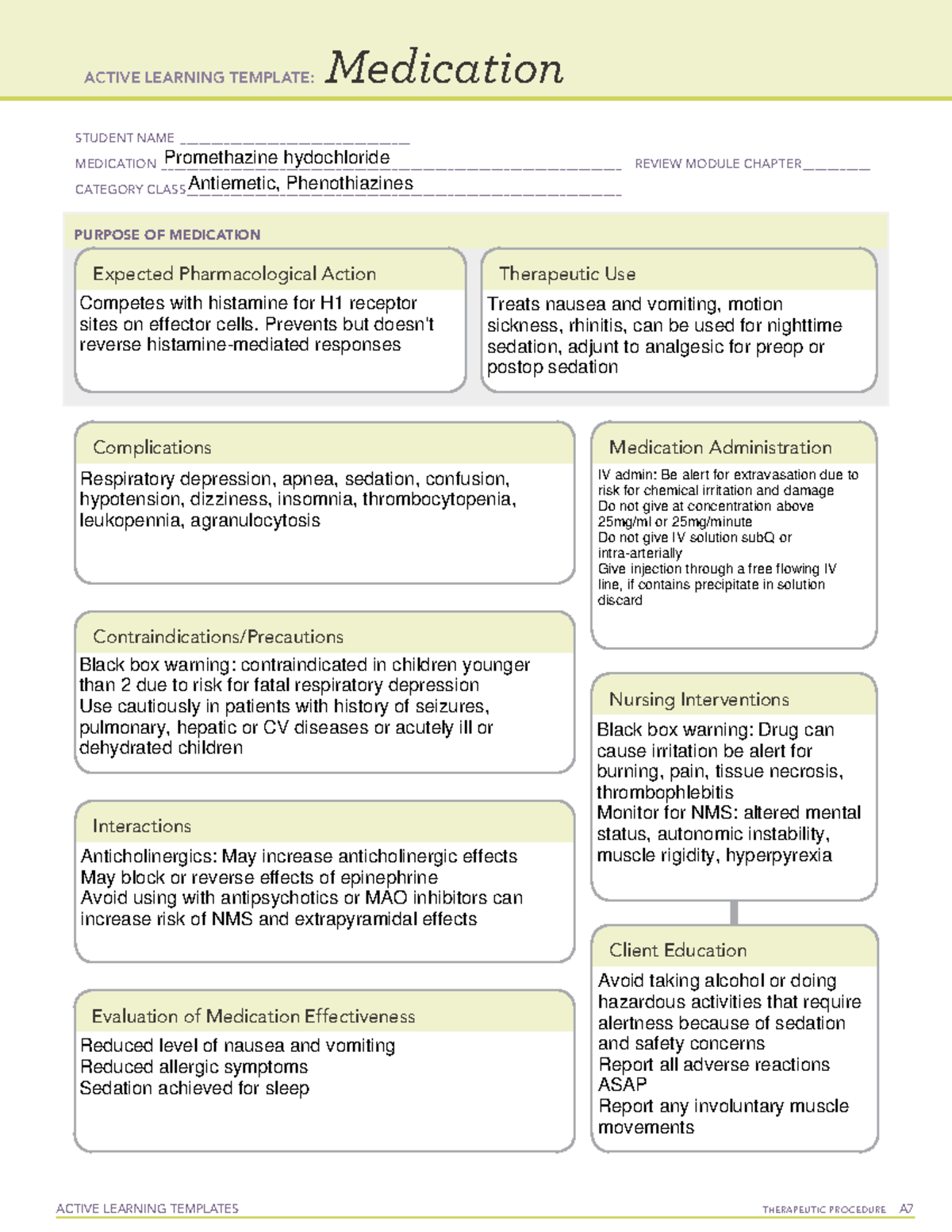 Promethazine hydrochloride - ACTIVE LEARNING TEMPLATES THERAPEUTIC ...