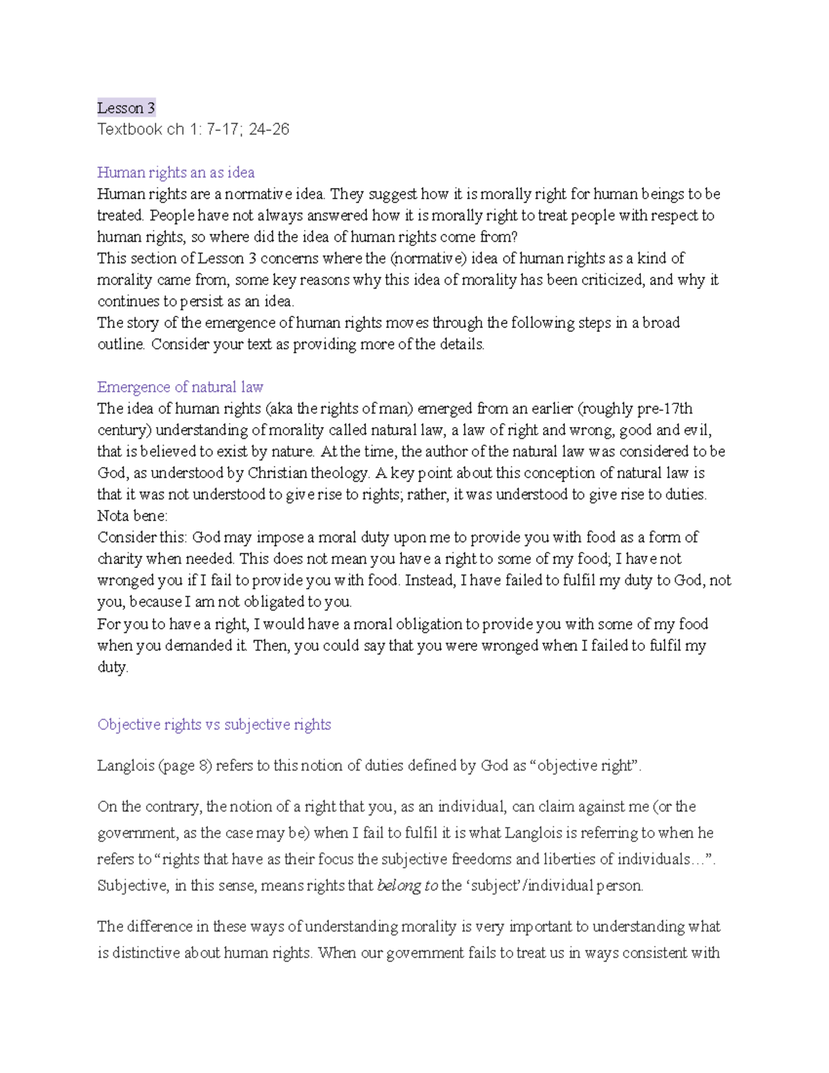 Hr260 unit 3 - lecture notes, use for quizzes - Lesson 3 Textbook ch 1: ...