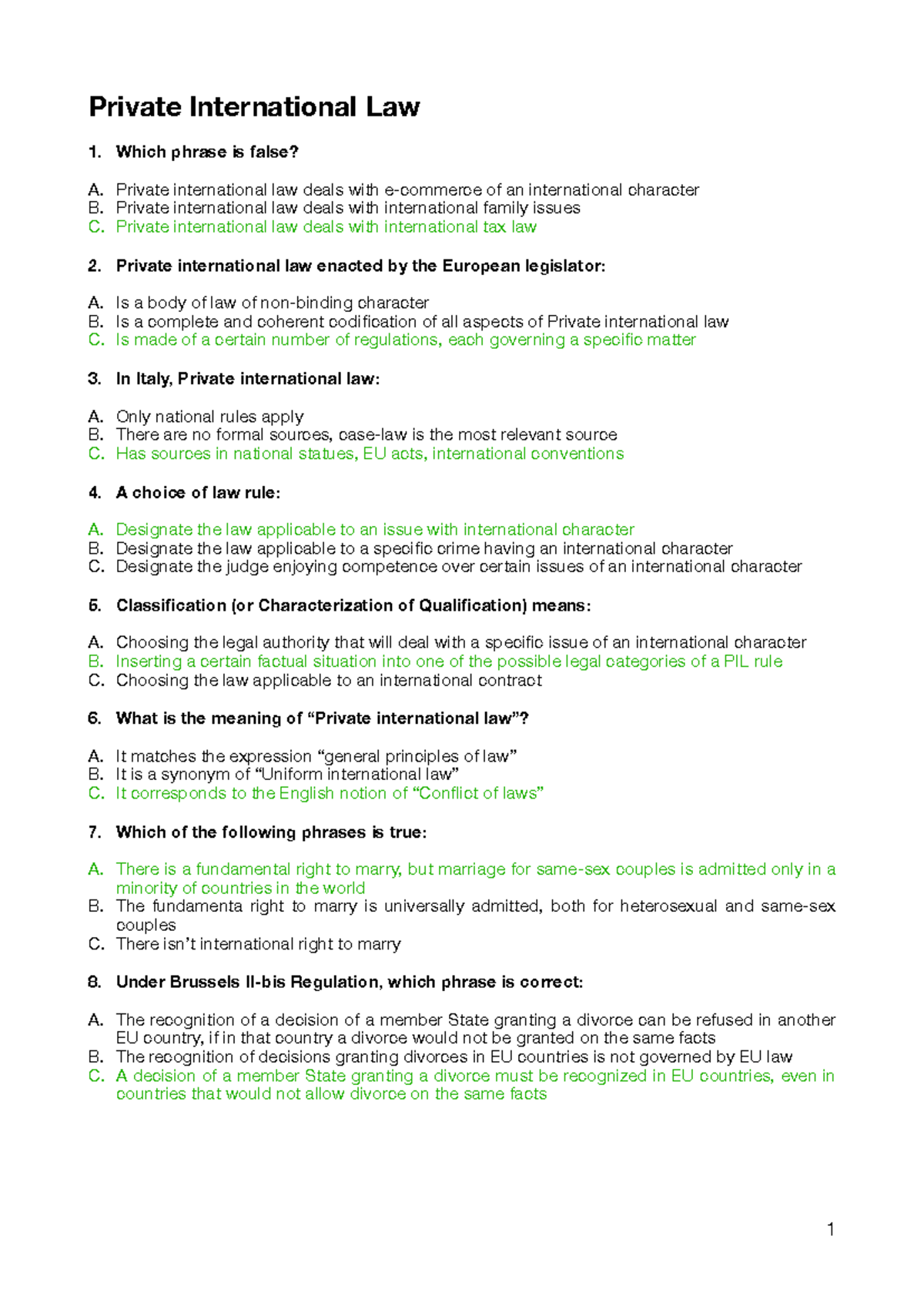 PIL 1: Private International Law Notes and Key Concepts - Studocu