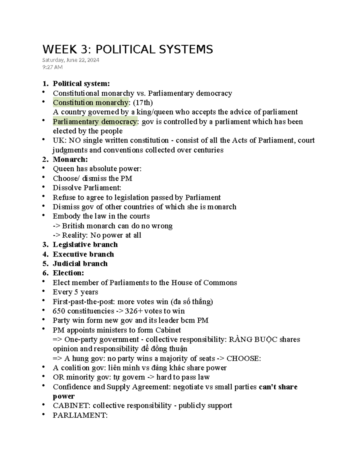 WEEK 3: POLITICAL SYSTEMS & EDUCATION REFORMS (A-M Studies) - Studocu
