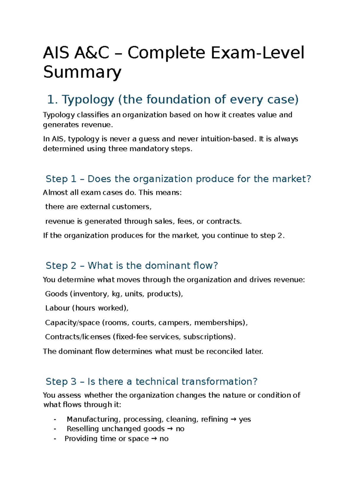 AIS A&C Summary: Key Concepts and Reconciliation Types - Studeersnel