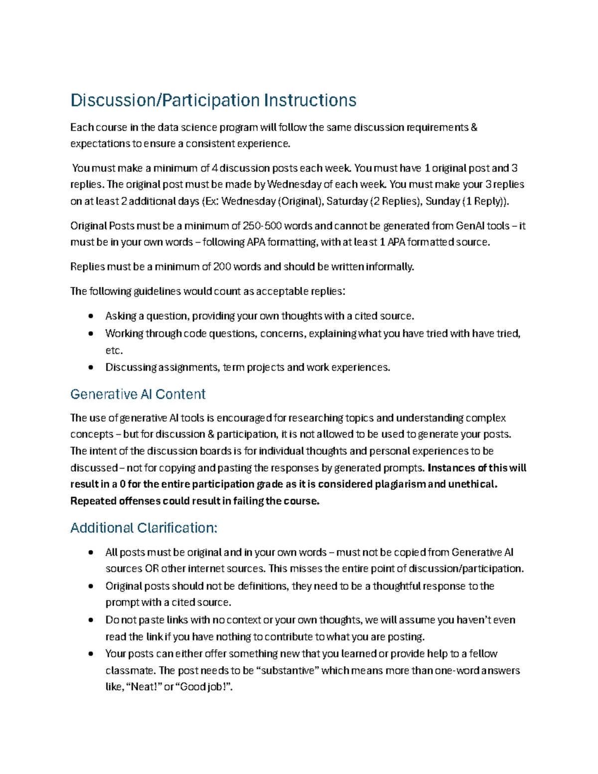 MS DSC Discussion Participation Guidelines and Expectations - Studocu
