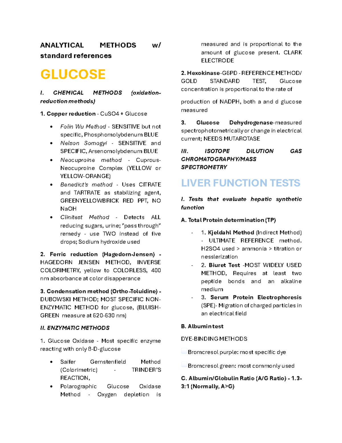 CC random notes - Clinical Chemistry - ANALYTICAL METHODS w/ standard ...