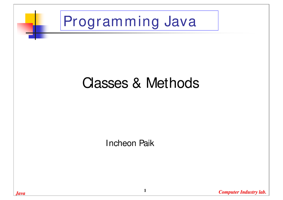 Chap02 - Object Oriented Programming JAVA - 11 Computer Industry lab ...
