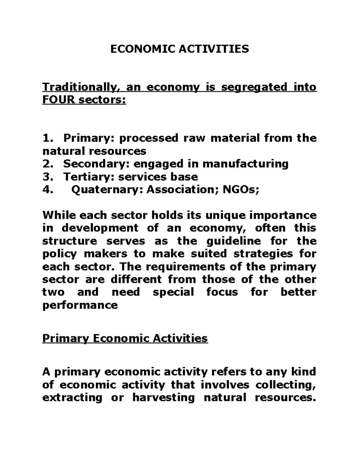 Economic Activities 2 - Understanding Economic Sectors and Their Impact ...
