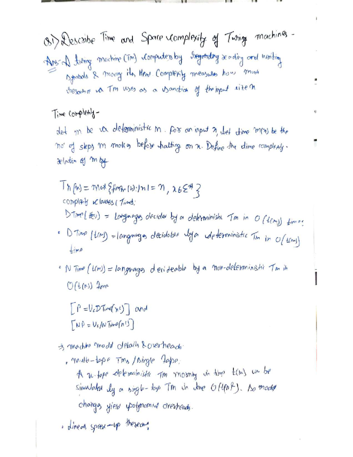 Time and Space Complexity of Turing Machines: A Detailed Analysis - Studocu