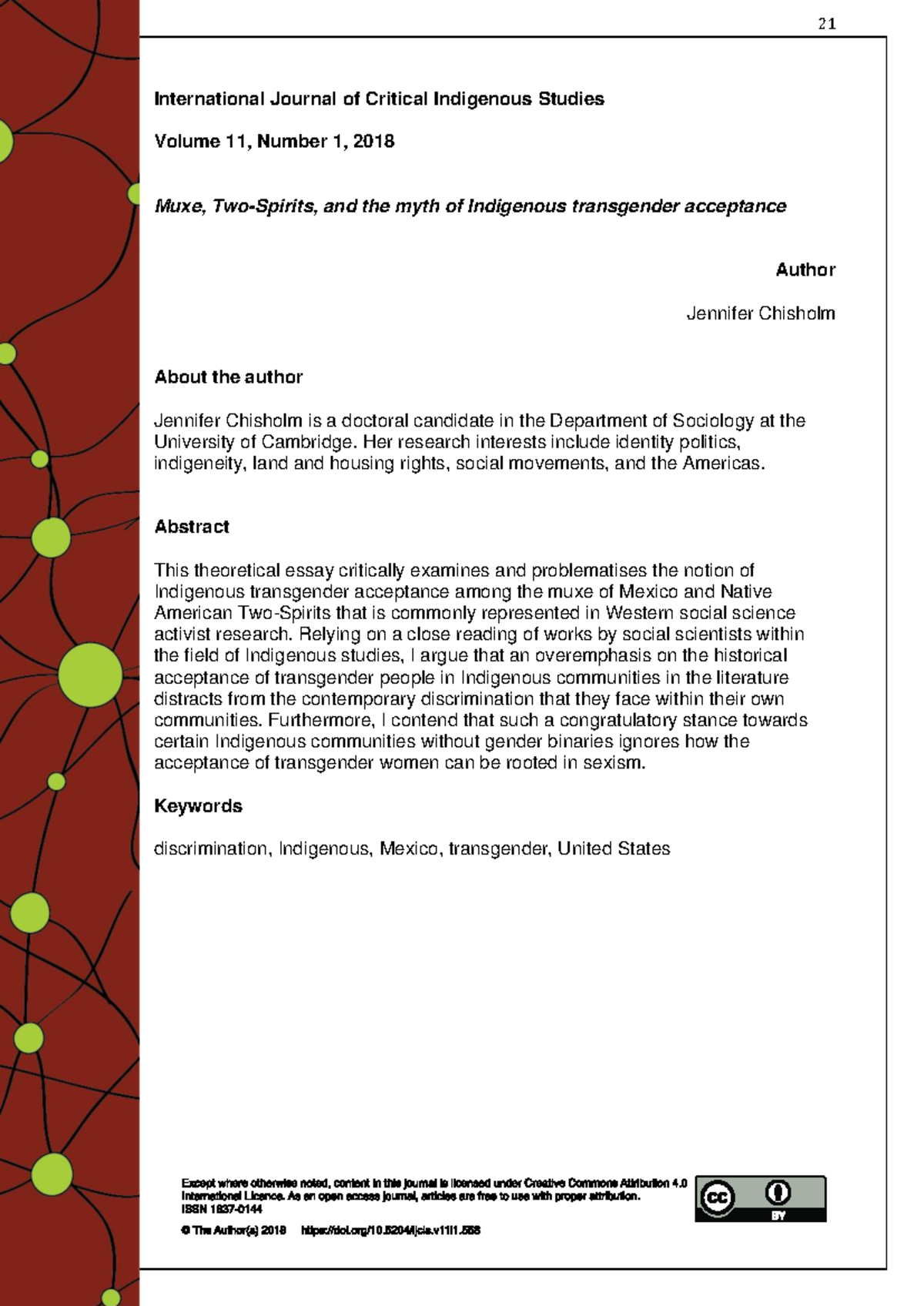 Transgender Identity in Indigenous Cultures: Muxe & Two-Spirit ...