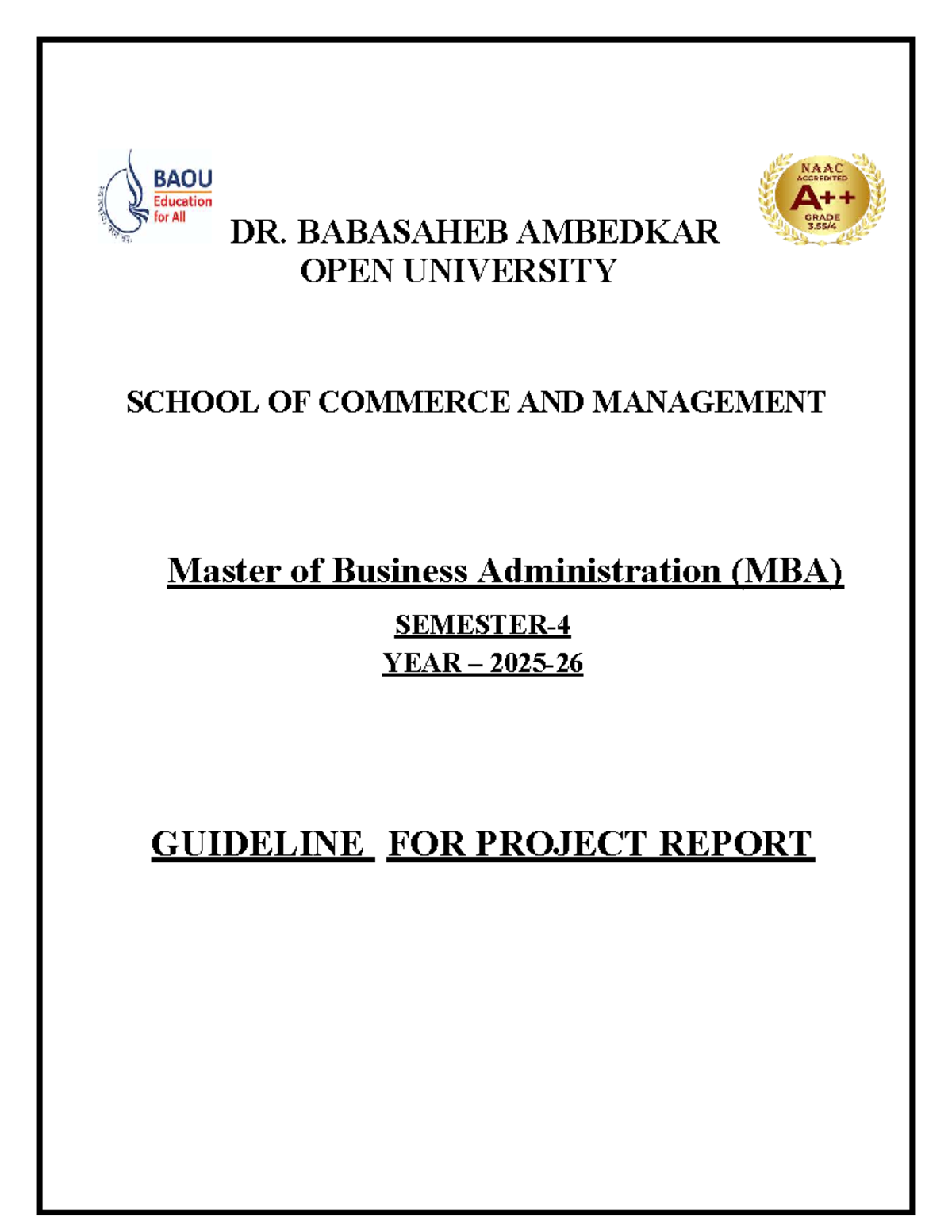 MBA SEM 4 - Project Report Format Guidelines - Studocu