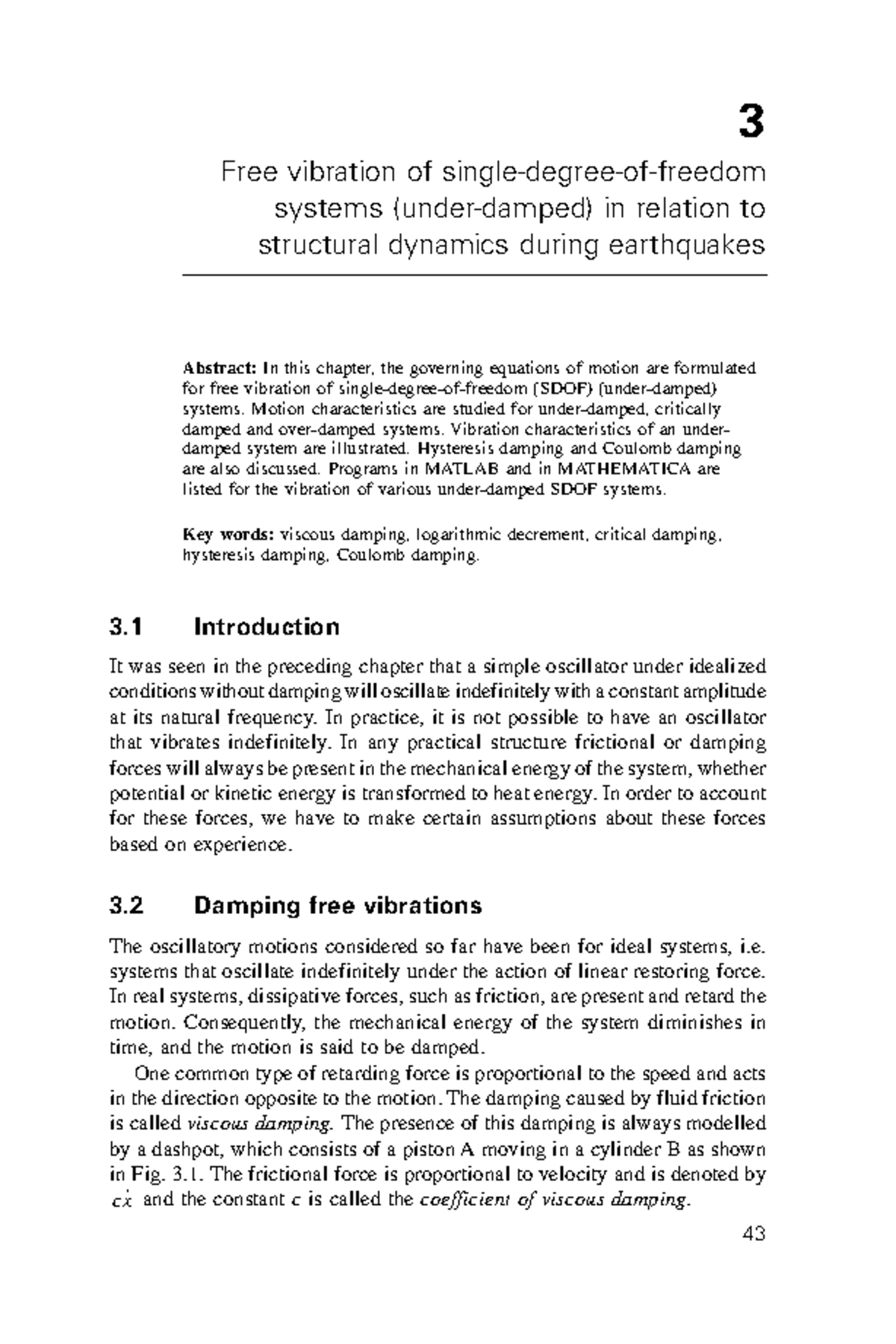 Free Vibration of SDOF Systems in Structural Dynamics (18843789) - Studocu