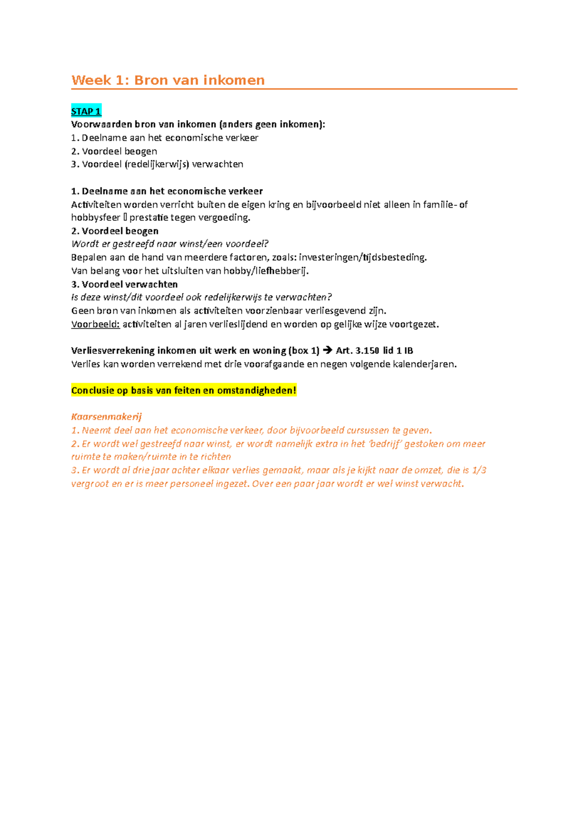 Aantekeningen IB: Bron van Inkomsten en Belastingstructuren 2.4 ...