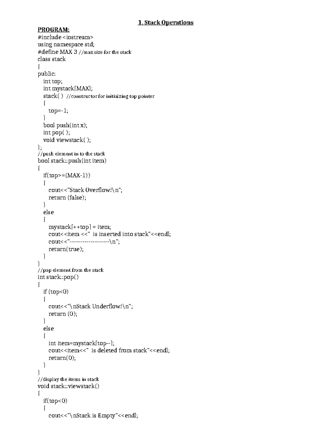 C++ Lab Programs: Stack, Arithmetic, String, Employee, Shapes, and More ...