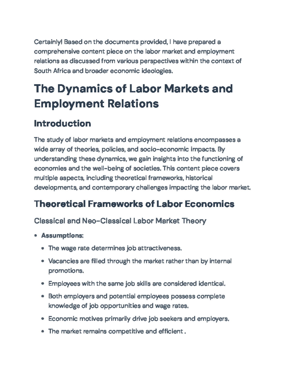 Dynamics of Labor Markets and Employment Relations in South Africa ...