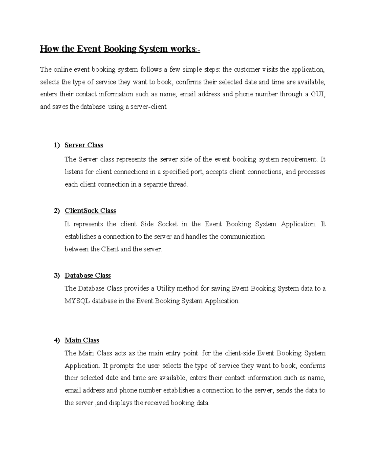 Event booking system - Java - How the Event Booking System works:- The ...