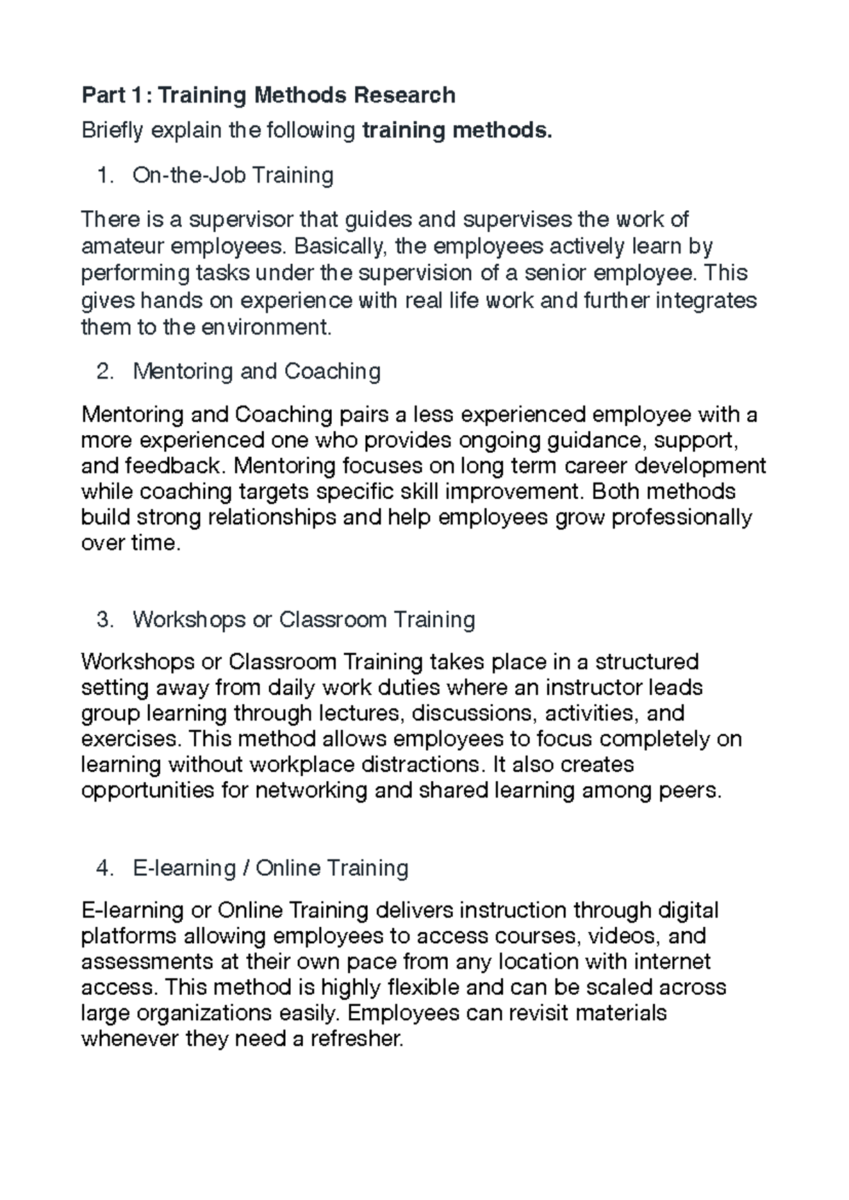 Understanding Employee Training Methods (HRM 101) - Studocu