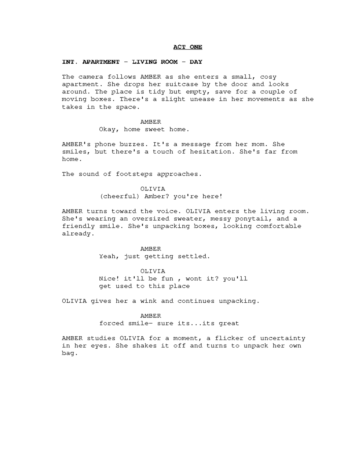 ACT ONE: Script for My Project - Media - Studocu