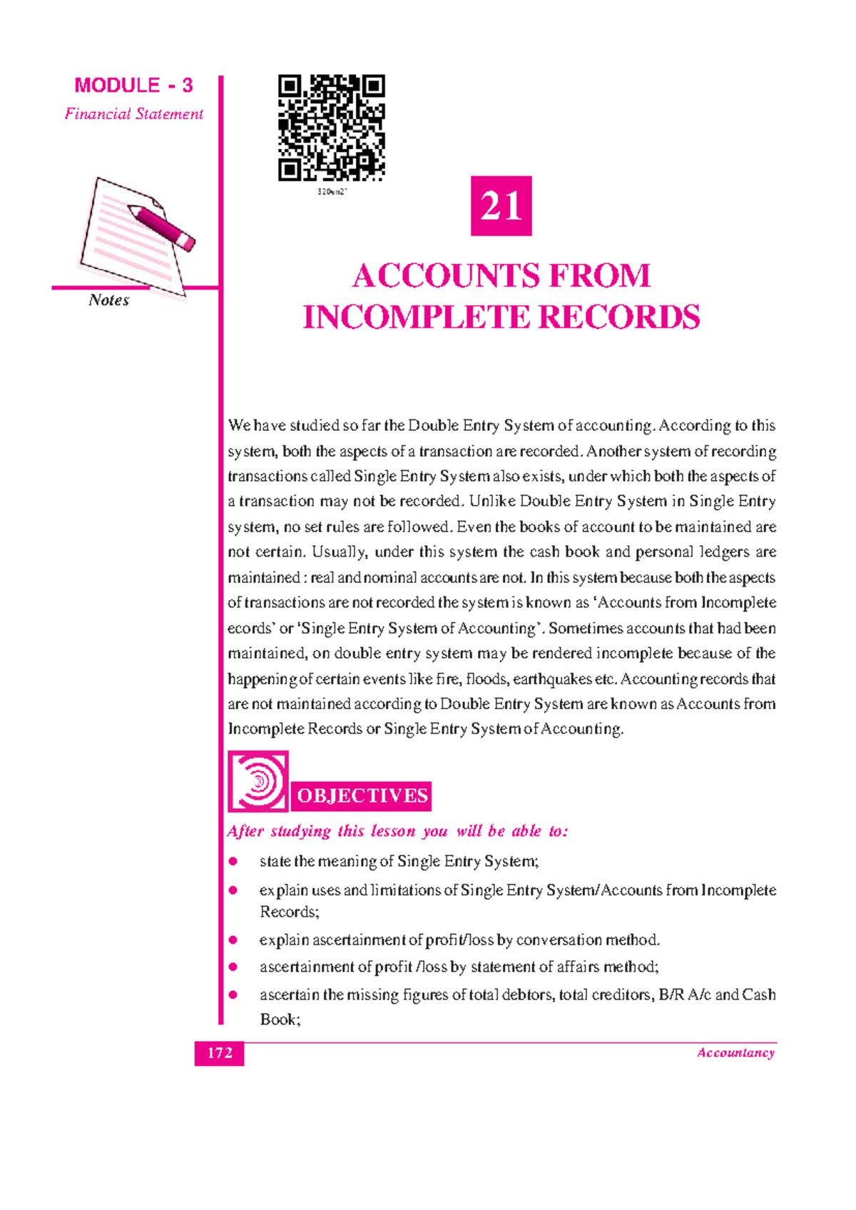 MODULE 3 Financial Statement: Accounts from Incomplete Records Notes ...