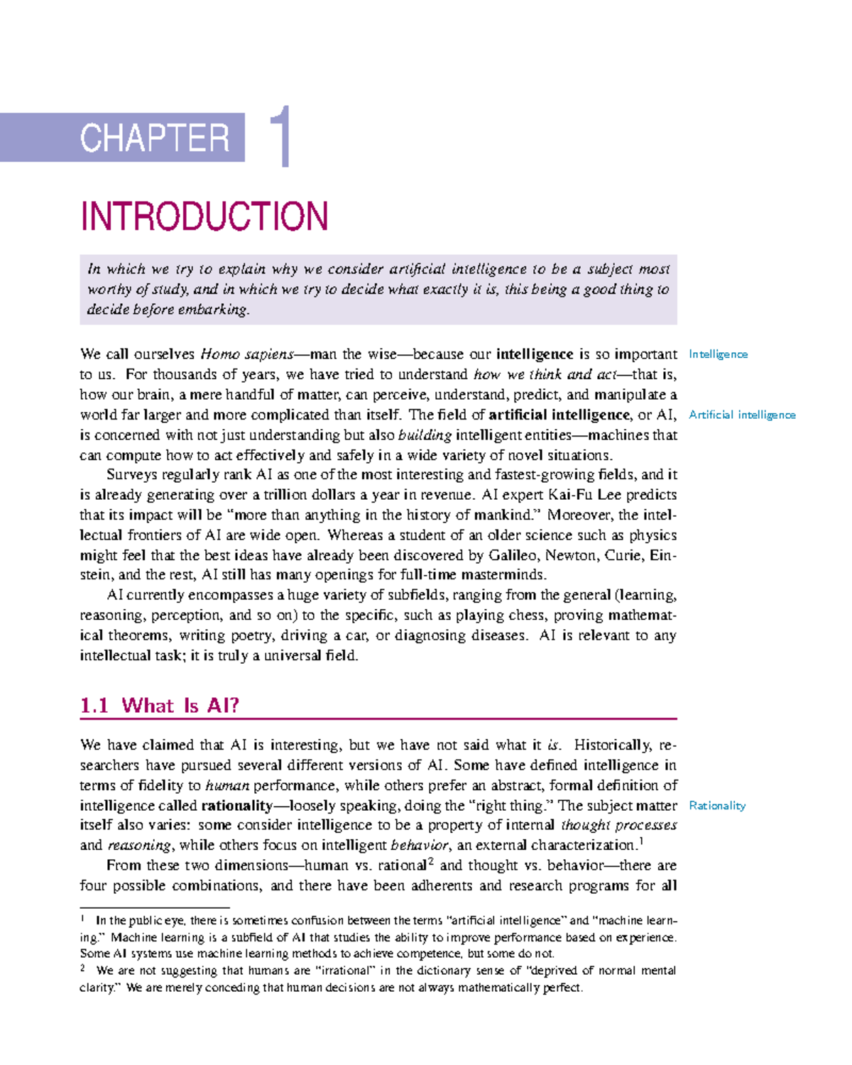 CHAPTER 1: INTRODUCTION TO ARTIFICIAL INTELLIGENCE (AI) - Studocu