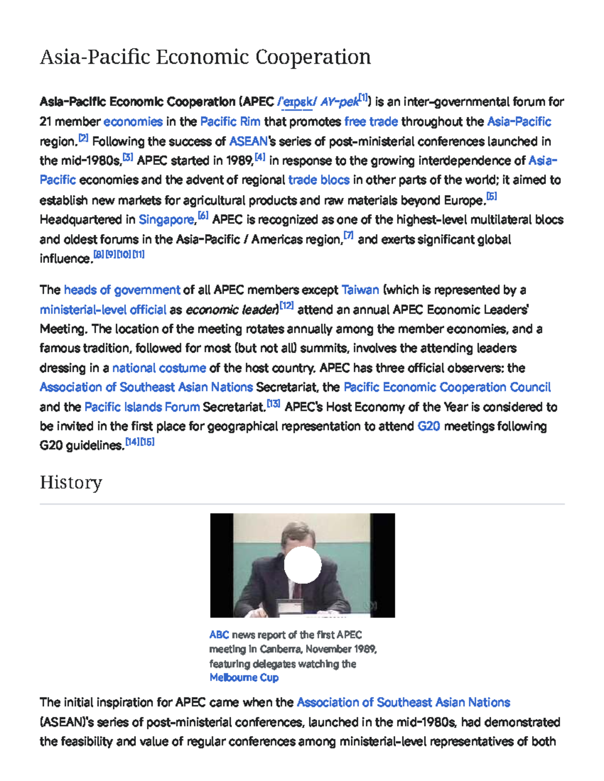 APEC Economic Cooperation Overview and Historical Context - Studocu